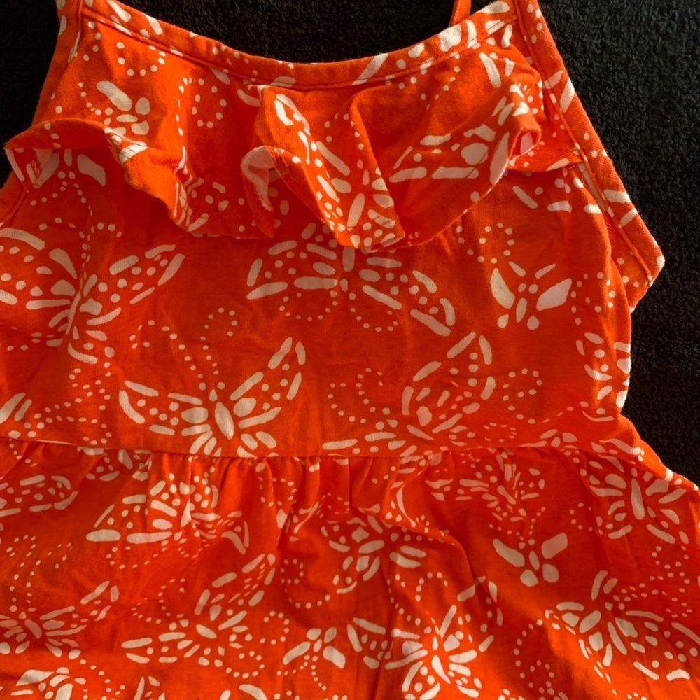 Orange Butterfly Print Dress - Picture 3 of 5